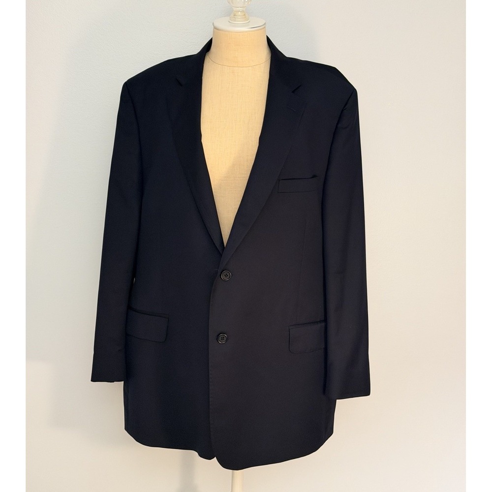 Ermenegildo Zegna Saks Fifth Avenue 46R Navy Wool Silk Blazer Sport Coat Italy